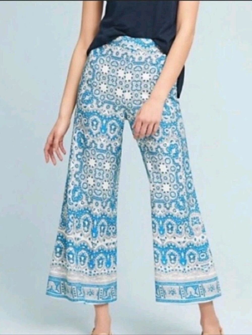 Feather & Bone Anthropologie | Talese Linen Blend Wide-Leg Pants Size 8